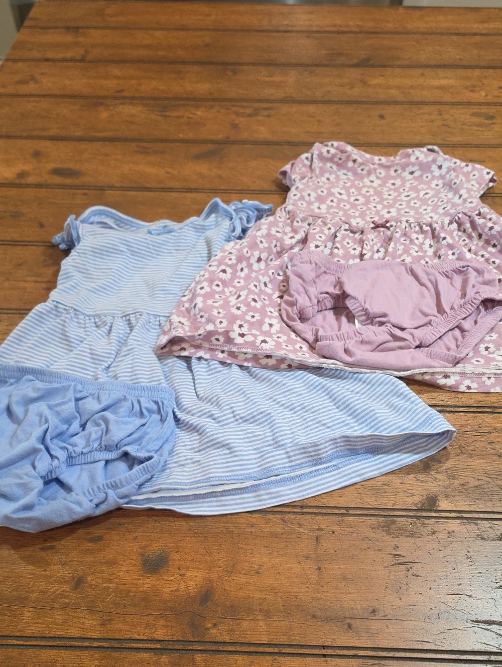 Carter's Girls Blue Striped Dress & Pink Floral Dress Set